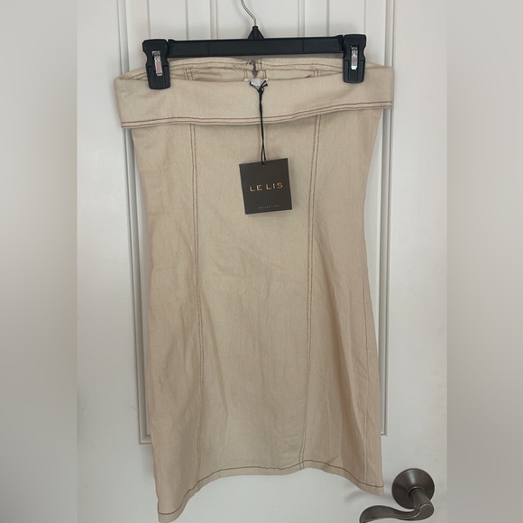 VICI Cream Denim Strapless Dress XS - Picture 3 of 3